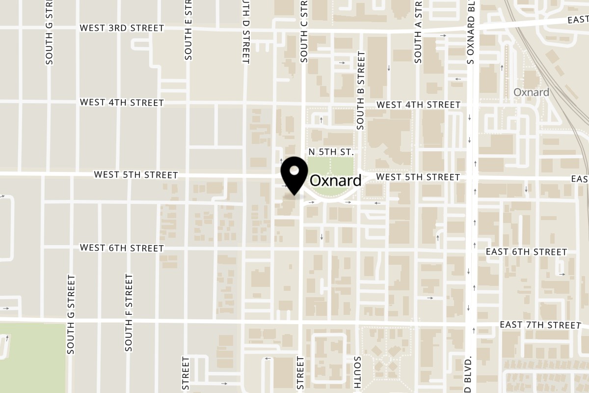 Map showing the location of Taco el Diablo Oxnard on 515 S C St in Oxnard